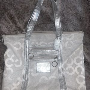 Coach Poppy Silver Shoulder Bag